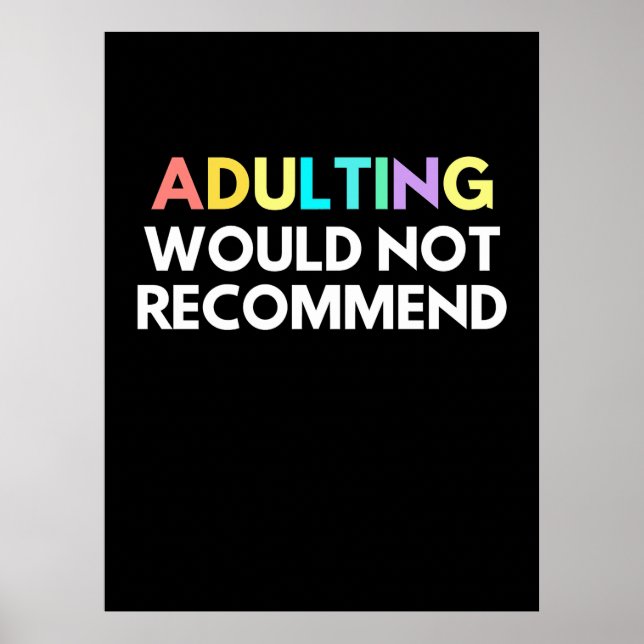 Adulting skulle inte rekommenderas poster (Framsidan)