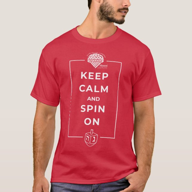 Adults' Hanukkah Shirt - "Keep Calm and Spin On" T (Framsida)