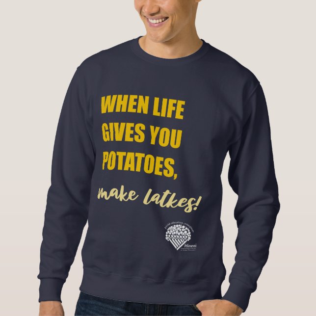 Adults' Hanukkah Sweatshirt - "Make latkes" (Framsida)