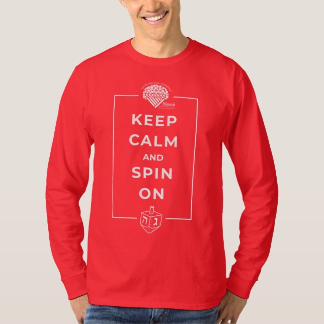 Adults' Long-Sleeve Hanukkah Shirt - "Keep Calm" T Shirt (Framsida)