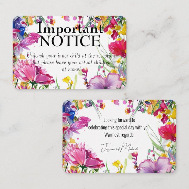 Adults only🌻💗🌹 Meadow Blooms Collection  card Visitkort (Fram/baksida)