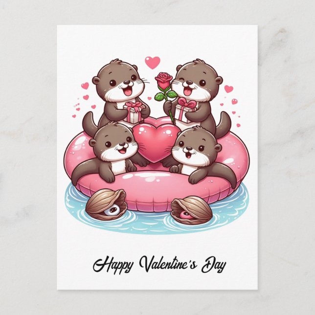 Aduly Otter-familjen Valentine Vykort (Framsida)