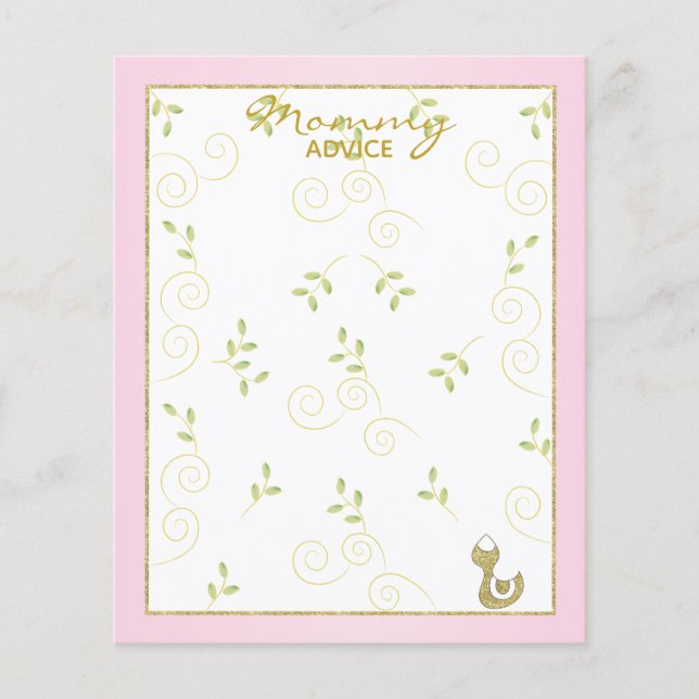 Advelskort för babyskor "Guld Rosa Birds" (Framsida)
