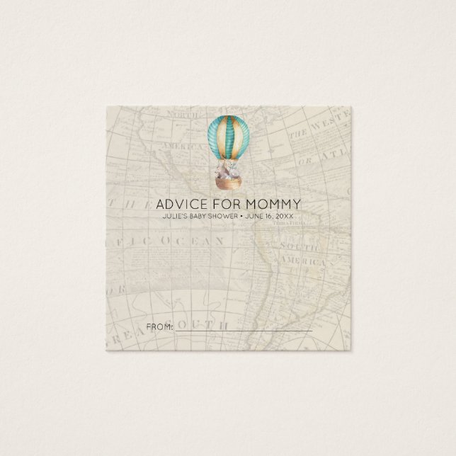 Advelskort för babyskor | LUFTBALLONG Fyrkantigt Visitkort (Framsida)