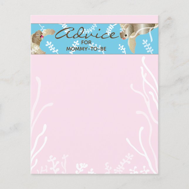 Advelskort "Rosa Turtle" för babyskor (Framsida)