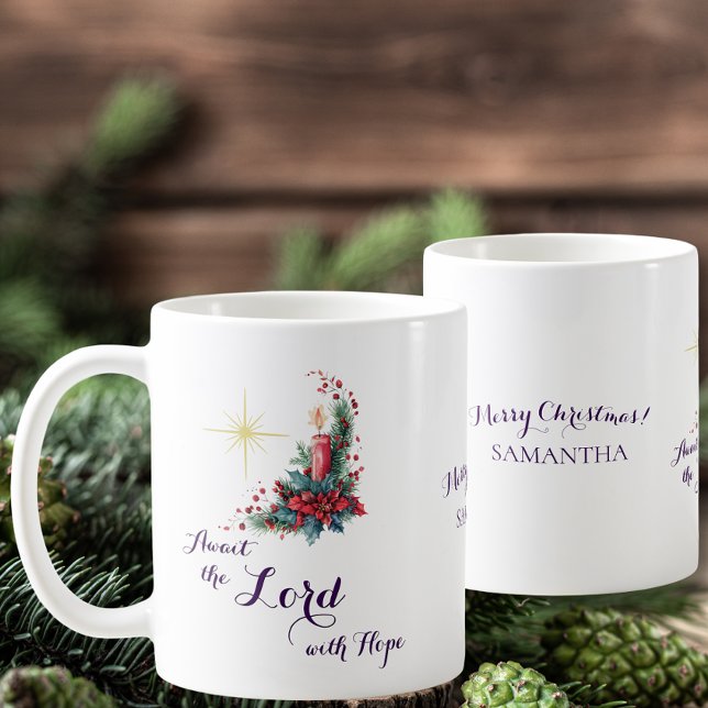 Advent Await the Lord with Hope Christmas Star Kaffemugg (Advent Await the Lord with Hope Christmas Star Coffee Mug Religious Christmas Christian Catholic)