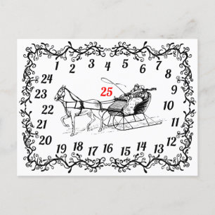 Advent Calendar Julafton i juldecember Helg Vykort