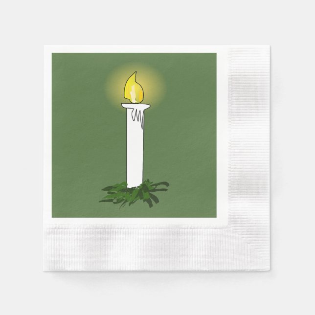 Advent Candle Grönt Coded Cocktail Napkins Pappersservett (Framsidan)