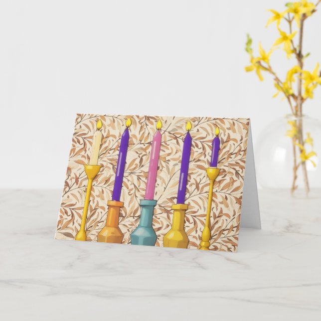 Advent Candles Lit Up-julkort Kort (Gul blomma)