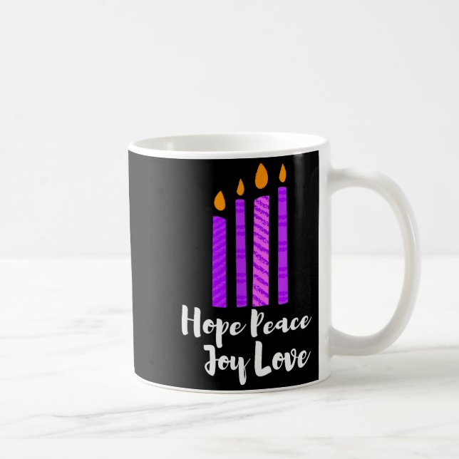 Advent Evergreen Wreath Candles Hope Peace Joy Lov Kaffemugg (Höger)