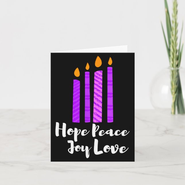 Advent Evergreen Wreath Candles Hope Peace Joy Lov Kort (Framsida)