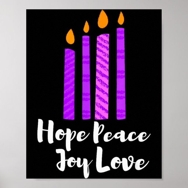 Advent Evergreen Wreath Candles Hope Peace Joy Lov Poster (Framsidan)