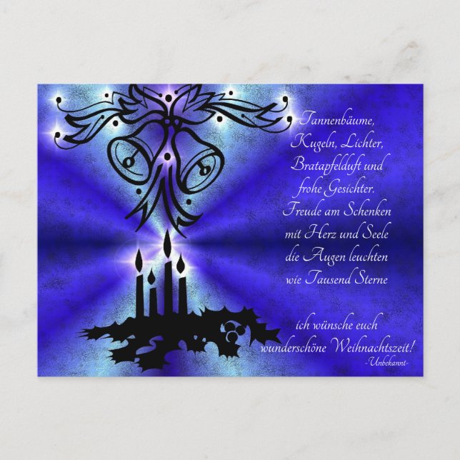 Advent, jul , dikt på tyska vykort (Framsida)