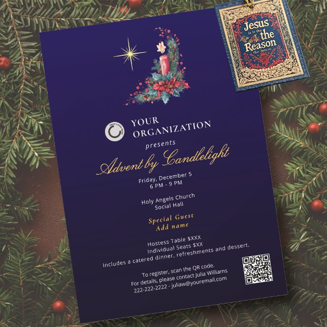 Advent med ljus Kvinnor Ministry Jul Inbjudningar (Advent by Candlelight Women Ministry Christmas Invitation)