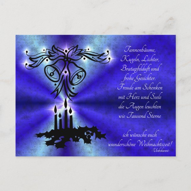 Advent, Weihnachten, Gedicht auf Deutsch Helg Vykort (Framsida)