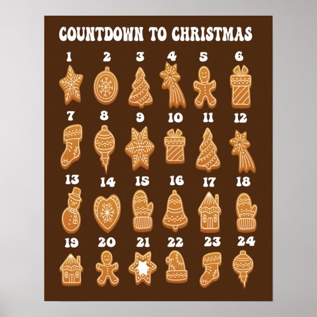 Adventskalender för jul Räkmpepparkaka Poster (Framsidan)