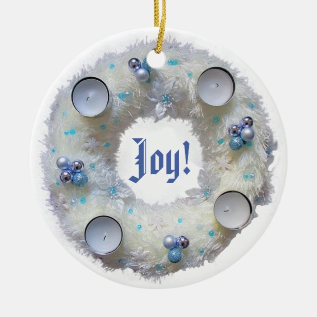 Adventskrans Silver och Blå Julgransprydnad Keramik (Framsidan)