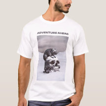 Adventure Ahead. Rat on skull in snow