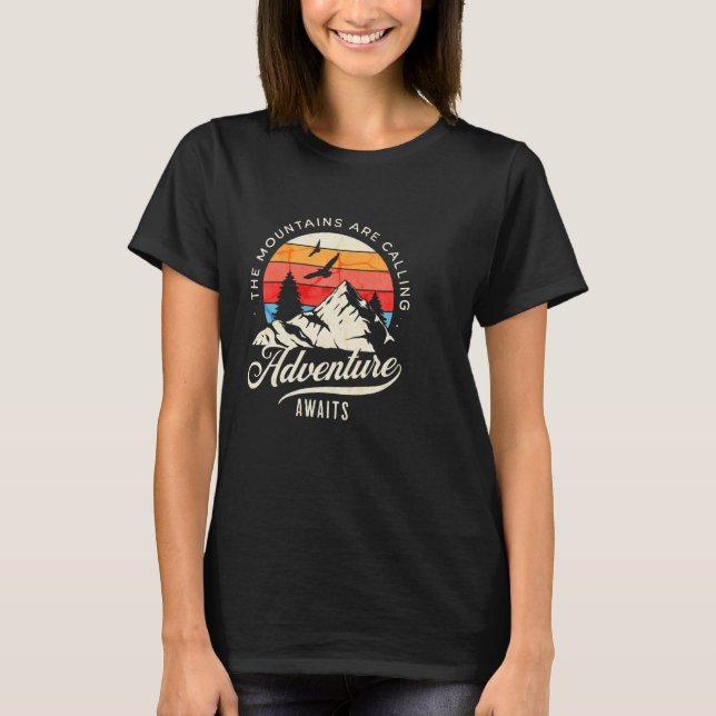 Adventure Await  Wilderness Camping T Shirt (Framsida)