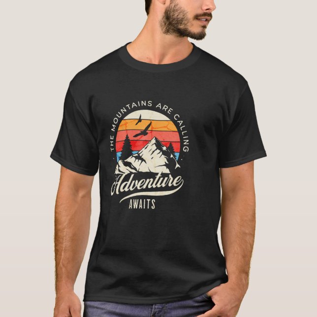 Adventure Await  Wilderness Camping T Shirt (Framsida)