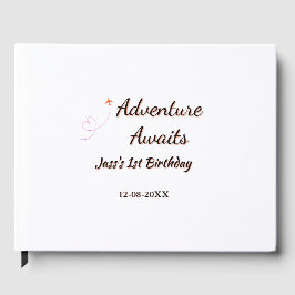 Adventure awaits 1st birthday name date planeretro gästböcker