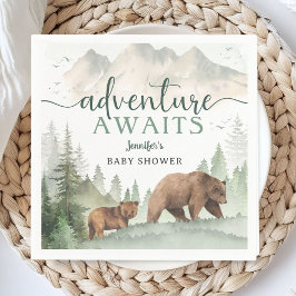 Adventure Awaits Baby Shower Woodland Forest Paper Pappersservett