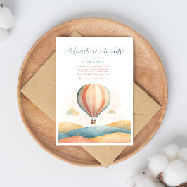 Adventure Awaits Balloon Baby Shower Invitation Inbjudningar