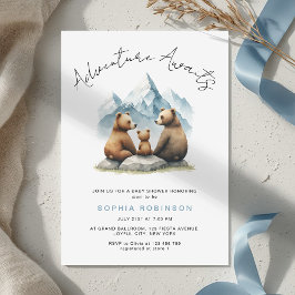Adventure Awaits Bear Family Woodland Baby Shower Inbjudningar