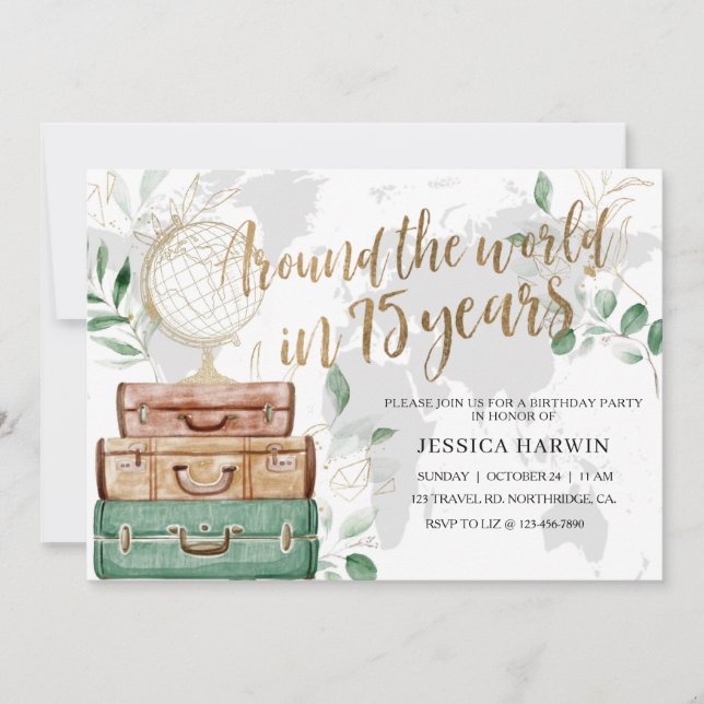 Adventure awaits BIRTHDAY, 75TH, Travel theme  Inbjudningar (Framsida)