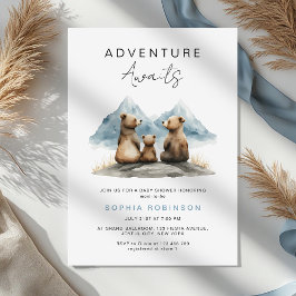 Adventure Awaits Brown Bears Safari Baby Shower Inbjudningar