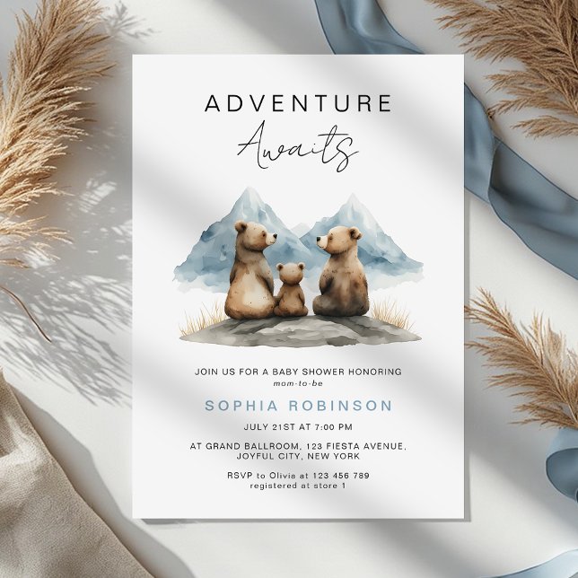 Adventure Awaits Brown Bears Safari Baby Shower Inbjudningar (Skapare uppladdad)