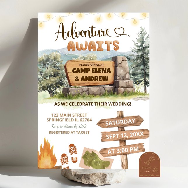 adventure awaits camping ground wedding inbjudningar (Skapare uppladdad)