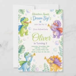 Adventure Awaits Dream Big Dinosaur Birthday Inbjudningar