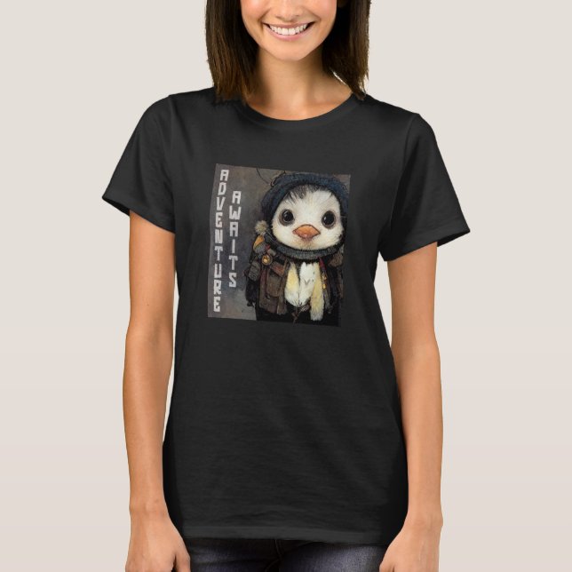 Adventure Awaits Emperor Sea Bird King Penguin Pen T Shirt (Framsida)