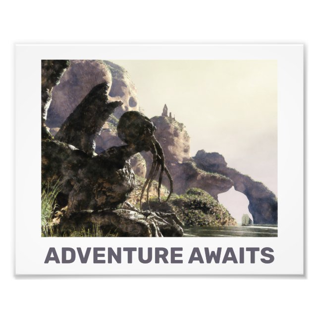 Adventure Awaits. Fantasy landscape Fototryck (Framsidan)
