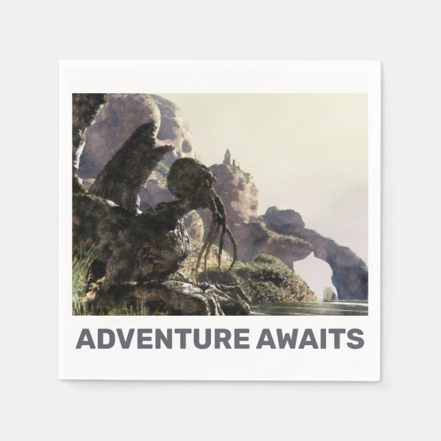 Adventure Awaits. Fantasy landscape Pappersservett (Framsidan)