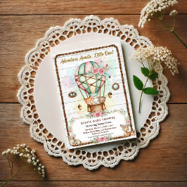 Adventure Awaits Hot Air Balloon Baby Shower Vykort