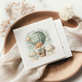 Adventure Awaits Hot Air Balloon Fox Baby Shower Pappersservett