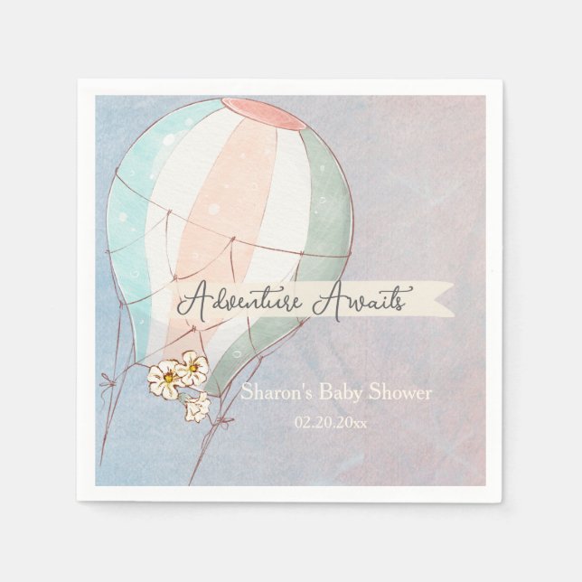 Adventure Awaits Hot Air Balloon Pappersservett (Framsidan)