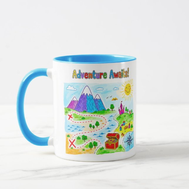Adventure Awaits Kids Treasure Map Design Mugg (Vänster)