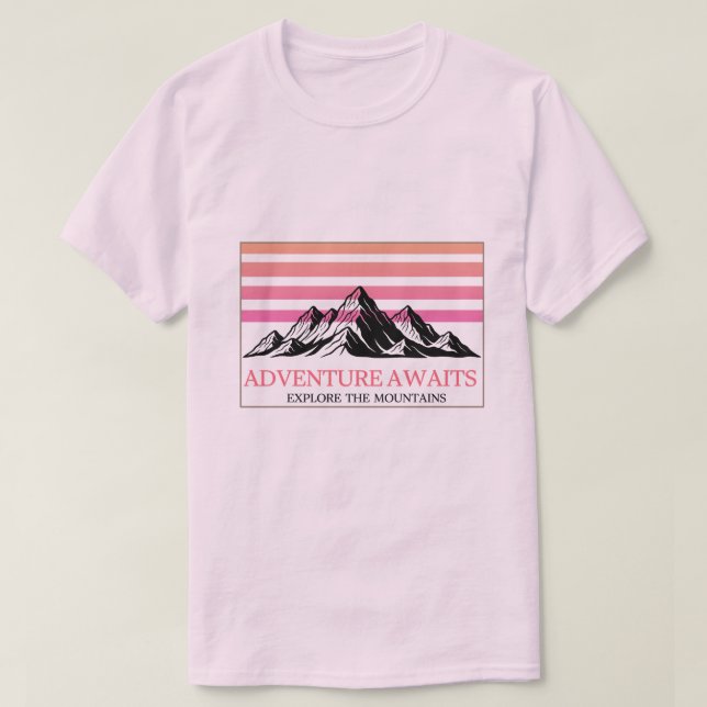 Adventure Awaits Mountain Sunset T-Shirt (Design framsida)