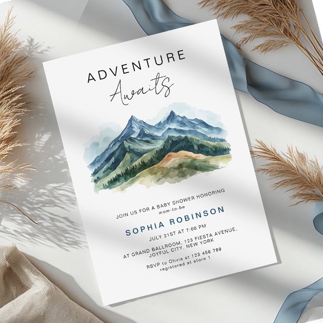 Adventure Awaits Mountains Forest Baby Shower Inbjudningar (Skapare uppladdad)