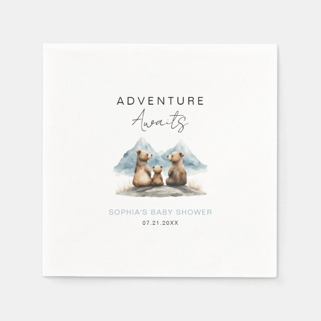 Adventure Awaits Mountains Safari Baby Shower  Pappersservett (Framsidan)