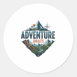 Adventure Awaits Peaks & Valleys Classic Stickers. Runt Klistermärke