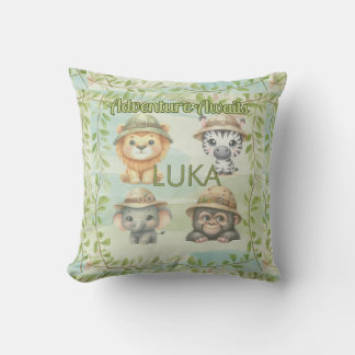 Adventure Awaits Personalize Safari Woodlands Baby Kudde