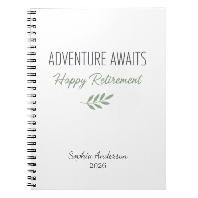 Adventure Awaits Retirement Personalized Anteckningsbok (Framsidan)