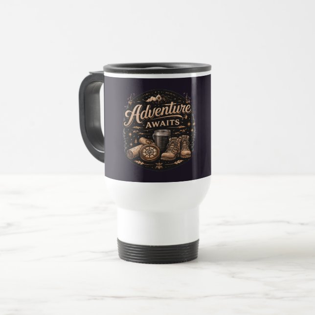 Adventure Awaits Travel Vintage Aesthetic Mug Resemugg (Framsida vänster)