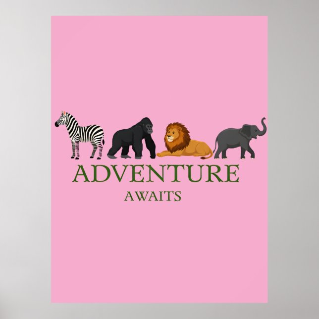 Adventure Awaits - Vintage Binoculars and Mountain Poster (Framsidan)