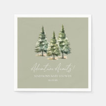 Adventure Awaits! Winter Pine Trees Baby Shower