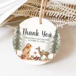 Adventure Awaits Woodland Baby Shower Gåvor Etiketter